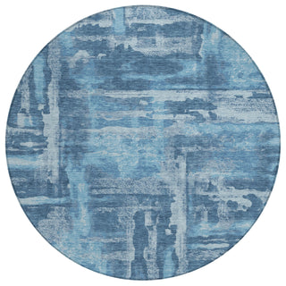 Piper Looms Chantille Abstract ACN2015 Denim Machine Washable Area Rug Round Main Image