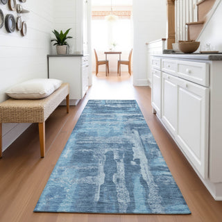 Piper Looms Chantille Abstract ACN2015 Denim Machine Washable Area Rug Runner Lifestyle Image Feature