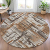 Piper Looms Chantille Abstract ACN2015 Paprika Machine Washable Area Rug Round Lifestyle Image Feature