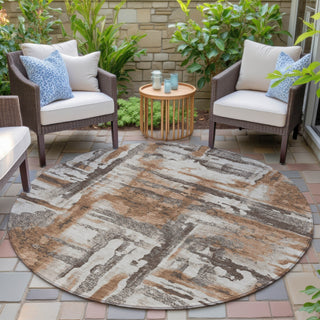 Piper Looms Chantille Abstract ACN2015 Paprika Machine Washable Area Rug Round Outdoor Lifestyle Image Feature