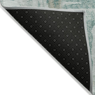 Piper Looms Chantille Abstract ACN2015 Teal Machine Washable Area Rug Backing Image