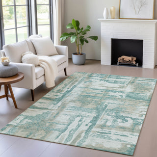 Piper Looms Chantille Abstract ACN2015 Teal Machine Washable Area Rug Lifestyle Image Feature