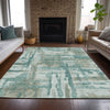 Piper Looms Chantille Abstract ACN2015 Teal Machine Washable Area Rug Lifestyle Image Feature