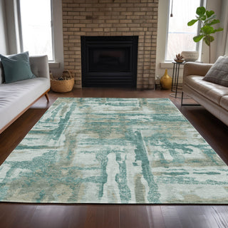 Piper Looms Chantille Abstract ACN2015 Teal Machine Washable Area Rug Lifestyle Image Feature