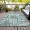 Piper Looms Chantille Abstract ACN2015 Teal Machine Washable Area Rug Outdoor Lifestyle Image Feature