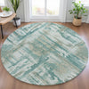 Piper Looms Chantille Abstract ACN2015 Teal Machine Washable Area Rug Round Lifestyle Image Feature