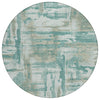 Piper Looms Chantille Abstract ACN2015 Teal Machine Washable Area Rug Round Main Image
