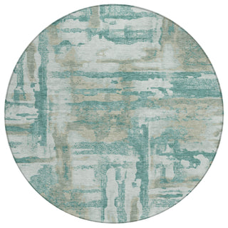 Piper Looms Chantille Abstract ACN2015 Teal Machine Washable Area Rug Round Main Image
