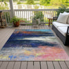 Piper Looms Chantille Abstract ACN2016 Blue Machine Washable Area Rug Outdoor Lifestyle Image Feature