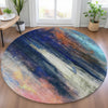 Piper Looms Chantille Abstract ACN2016 Blue Machine Washable Area Rug Round Lifestyle Image Feature