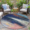 Piper Looms Chantille Abstract ACN2016 Blue Machine Washable Area Rug Round Outdoor Lifestyle Image Feature