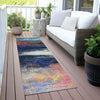 Piper Looms Chantille Abstract ACN2016 Blue Machine Washable Area Rug Runner Outdoor Lifestyle Image Feature