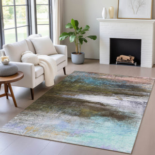 Piper Looms Chantille Abstract ACN2016 Brown Machine Washable Area Rug Lifestyle Image Feature