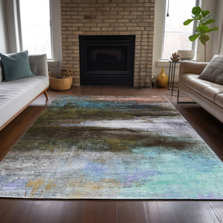 Piper Looms Chantille Abstract ACN2016 Brown Machine Washable Area Rug Lifestyle Image Feature
