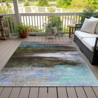 Piper Looms Chantille Abstract ACN2016 Brown Machine Washable Area Rug Outdoor Lifestyle Image Feature