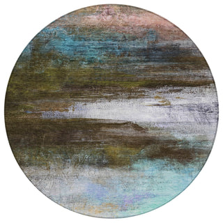 Piper Looms Chantille Abstract ACN2016 Brown Machine Washable Area Rug Round Main Image