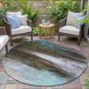 Piper Looms Chantille Abstract ACN2016 Brown Machine Washable Area Rug Round Outdoor Lifestyle Image Feature