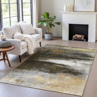Piper Looms Chantille Abstract ACN2016 Chocolate Machine Washable Area Rug Lifestyle Image Feature