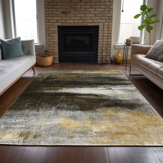 Piper Looms Chantille Abstract ACN2016 Chocolate Machine Washable Area Rug Lifestyle Image Feature