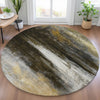 Piper Looms Chantille Abstract ACN2016 Chocolate Machine Washable Area Rug Round Lifestyle Image Feature