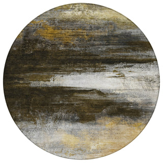 Piper Looms Chantille Abstract ACN2016 Chocolate Machine Washable Area Rug Round Main Image