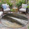 Piper Looms Chantille Abstract ACN2016 Chocolate Machine Washable Area Rug Round Outdoor Lifestyle Image Feature