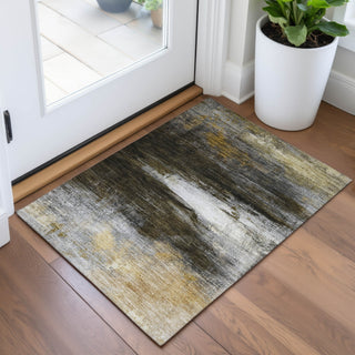 Piper Looms Chantille Abstract ACN2016 Chocolate Machine Washable Area Rug Scatter Lifestyle Image Feature