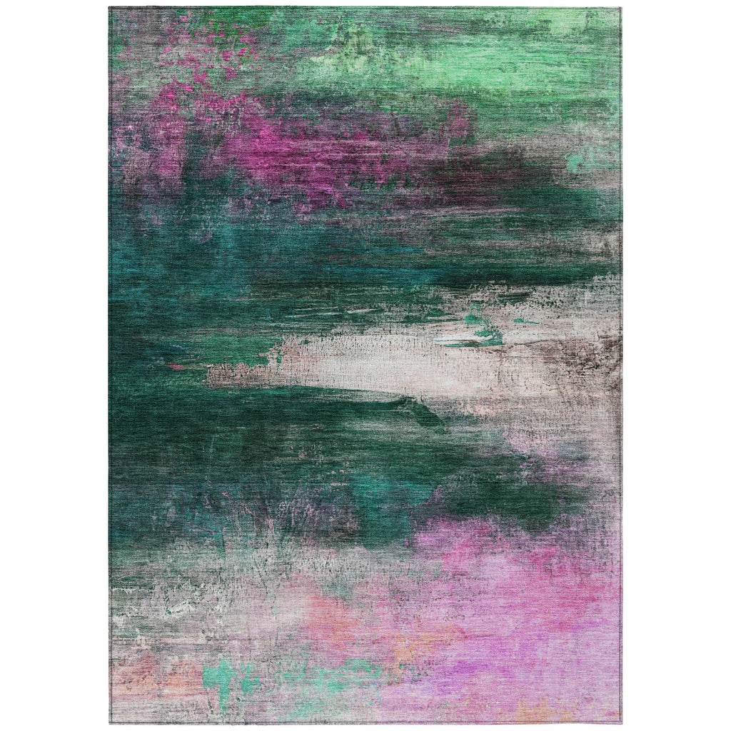 Piper Looms Chantille Abstract ACN2016 Green Machine Washable Area Rug main image