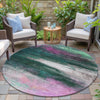 Piper Looms Chantille Abstract ACN2016 Green Machine Washable Area Rug Round Outdoor Lifestyle Image Feature