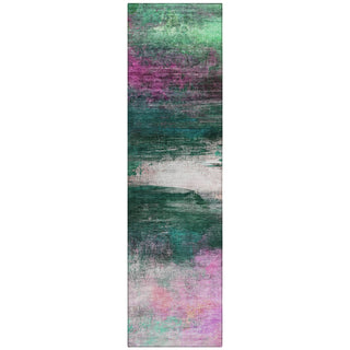 Piper Looms Chantille Abstract ACN2016 Green Machine Washable Area Rug Runner Main Image
