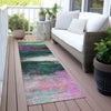 Piper Looms Chantille Abstract ACN2016 Green Machine Washable Area Rug Runner Outdoor Lifestyle Image Feature