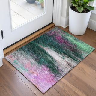 Piper Looms Chantille Abstract ACN2016 Green Machine Washable Area Rug Scatter Lifestyle Image Feature