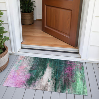 Piper Looms Chantille Abstract ACN2016 Green Machine Washable Area Rug Scatter Outdoor Lifestyle Image Feature