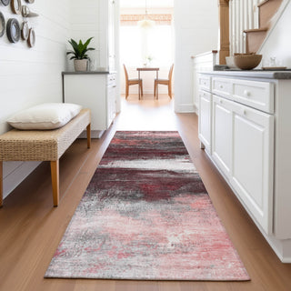 Piper Looms Chantille Abstract ACN2016 Merlot Machine Washable Area Rug Runner Lifestyle Image Feature