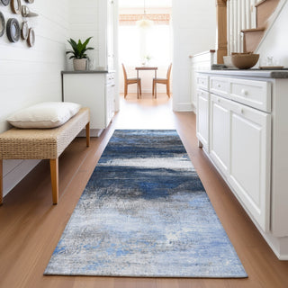 Piper Looms Chantille Abstract ACN2016 Navy Machine Washable Area Rug Runner Lifestyle Image Feature
