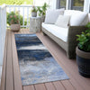 Piper Looms Chantille Abstract ACN2016 Navy Machine Washable Area Rug Runner Outdoor Lifestyle Image Feature
