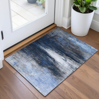 Piper Looms Chantille Abstract ACN2016 Navy Machine Washable Area Rug Scatter Lifestyle Image Feature