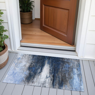 Piper Looms Chantille Abstract ACN2016 Navy Machine Washable Area Rug Scatter Outdoor Lifestyle Image Feature