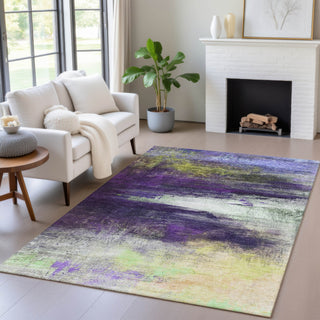 Piper Looms Chantille Abstract ACN2016 Purple Machine Washable Area Rug Lifestyle Image Feature