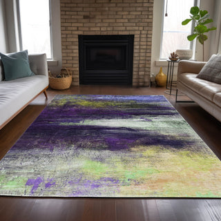 Piper Looms Chantille Abstract ACN2016 Purple Machine Washable Area Rug Lifestyle Image Feature