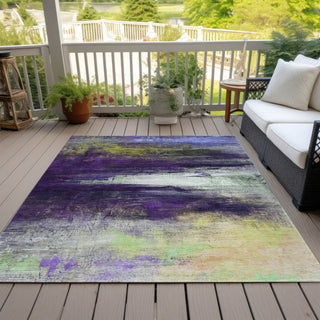 Piper Looms Chantille Abstract ACN2016 Purple Machine Washable Area Rug Outdoor Lifestyle Image Feature