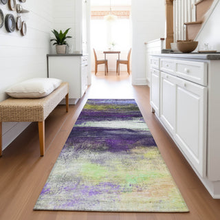 Piper Looms Chantille Abstract ACN2016 Purple Machine Washable Area Rug Runner Lifestyle Image Feature