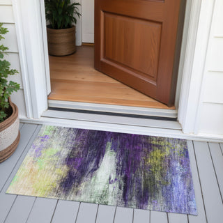 Piper Looms Chantille Abstract ACN2016 Purple Machine Washable Area Rug Scatter Outdoor Lifestyle Image Feature