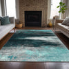 Piper Looms Chantille Abstract ACN2016 Teal Machine Washable Area Rug Lifestyle Image Feature