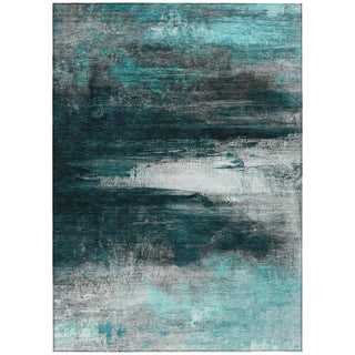 Piper Looms Chantille Abstract ACN2016 Teal Machine Washable Area Rug main image