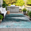 Piper Looms Chantille Abstract ACN2016 Teal Machine Washable Area Rug Outdoor Lifestyle Image Feature