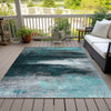 Piper Looms Chantille Abstract ACN2016 Teal Machine Washable Area Rug Outdoor Lifestyle Image Feature