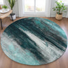 Piper Looms Chantille Abstract ACN2016 Teal Machine Washable Area Rug Round Lifestyle Image Feature