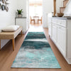 Piper Looms Chantille Abstract ACN2016 Teal Machine Washable Area Rug Runner Lifestyle Image Feature