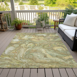 Piper Looms Chantille Abstract ACN2017 Gold Machine Washable Area Rug Outdoor Lifestyle Image Feature